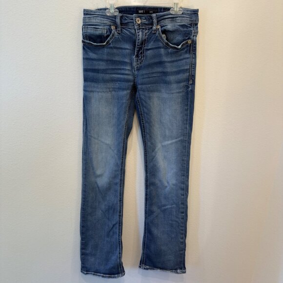 BKE Aiden Jeans Straight Leg Medium Blue Wash 29x32 Thick Stitching Stretch